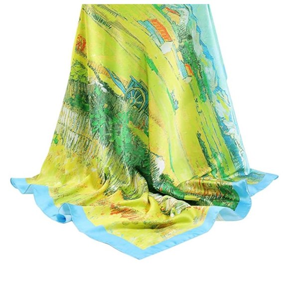 Harvest Landscape With Blue Cart scarf - Picture 4 of 5